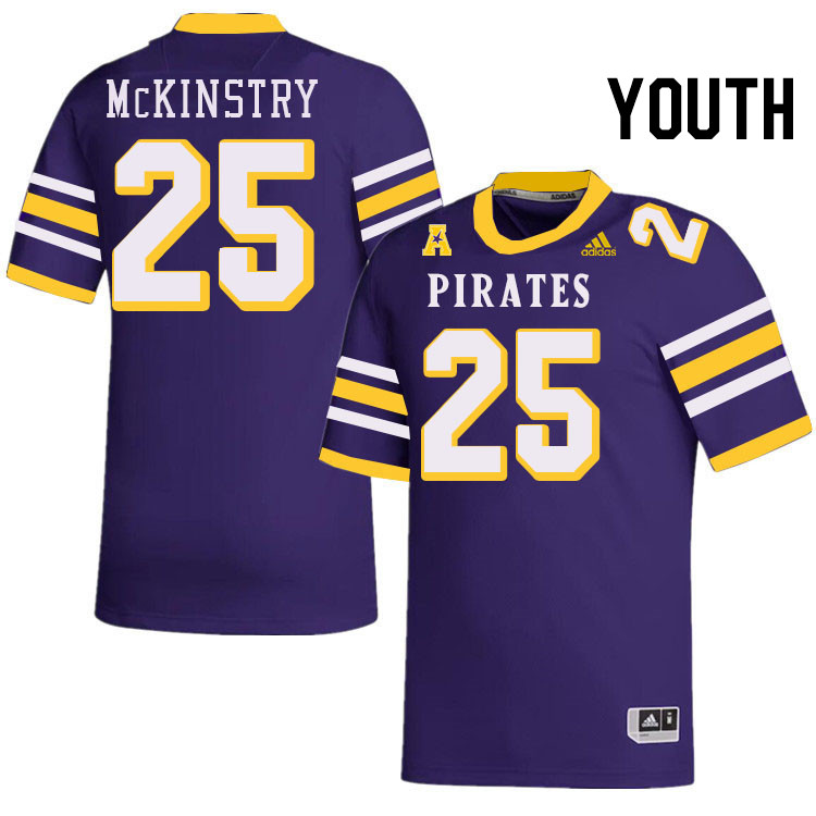 Youth #25 Kingston McKinstry ECU Pirates College Football Jerseys Stitched-Throwback